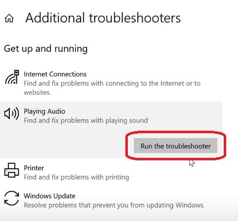 click on run the troublshooters