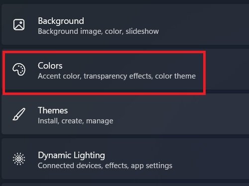 click on color in Windows